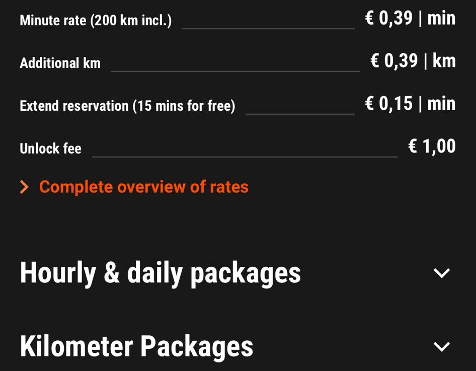 Sixt pricing example